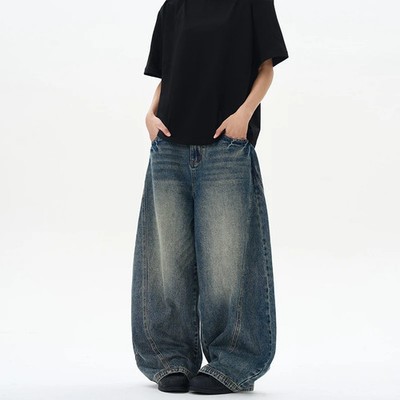 2025 Frühling Neu Herren Jeans Oversized Wide Leg Hose Loose Vintage Patchwork Lig