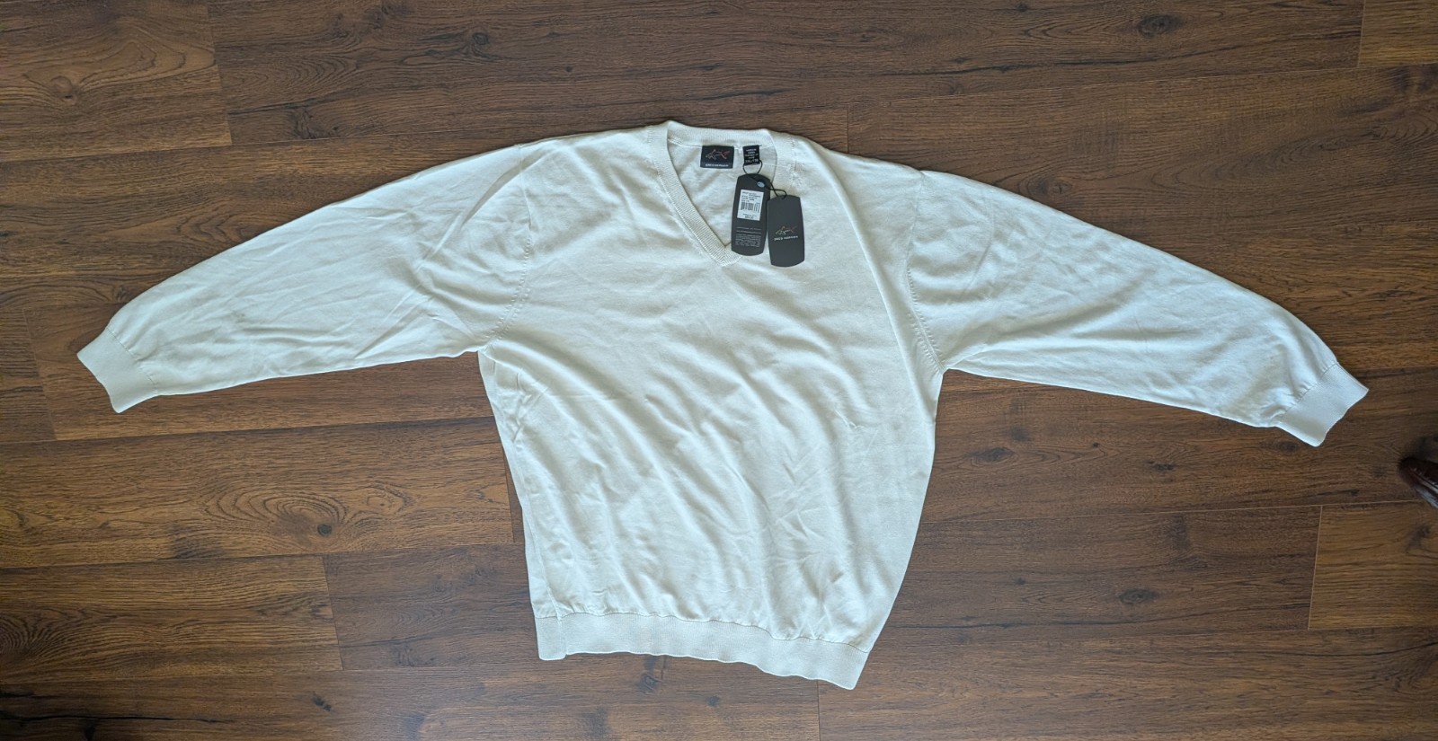 New GREG NORMAN Men's XXL Ivory V-Neck Stretch Pullover Sweater (26