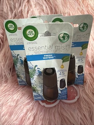 4x Air Wick Essential Mist 45 Day Refill FRESH WATERS Oil Fragrance NEW