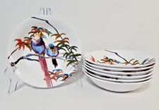 Williams Sonoma Pavao Soup Pasta Bowls set of 7 Tropical Birds British Colonial