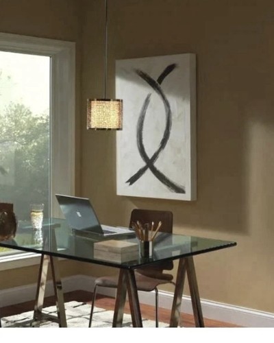 Feiss P1218LAB Light Antique Bronze 1-Light Pendant w/Off-White Linen Shade - Picture 8 of 8