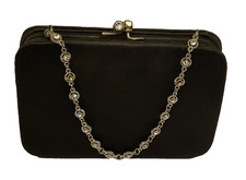VTG. V2 By Venessa Rhinestone Chain Strap Embellished Black Handbag