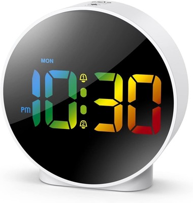 Neuester digitaler Wecker, Wecker Nachttisch mit bunten geschwungenen LED