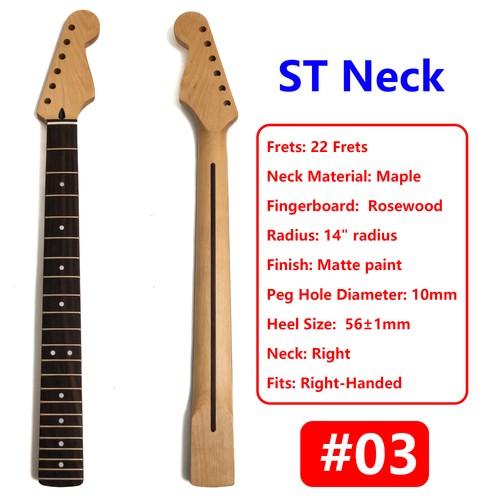 Mástil de guitarra de arce para Fender Strat 22 trastes jumbo medianos tuerca de hueso de radio de 14" - Imagen 27 de 48
