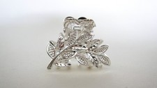 Small mini light silver metal leaf hair claw clip
