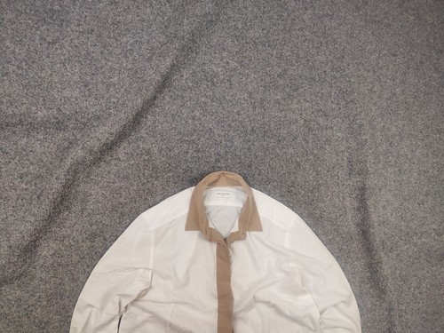 Dries Van Noten, Dries Van Noten Vintage white cotton shirt contrasting beige collar button plack