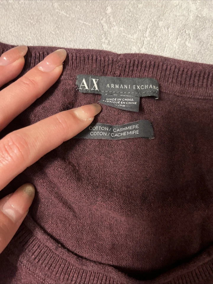 Armani Exchange men’s maroon crewneck cotton and cashmere sweater pullover XL - Image 4 of 4
