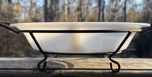 Vintage Glasbake White Milk Glass Oval Divided Casserole Dish J239