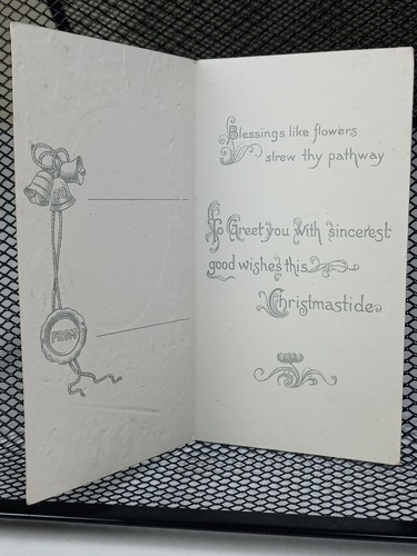 c1910s Christmas Best Wishes Artist Embossed Greeting Card c1920s Unsigned - Picture 4 of 4