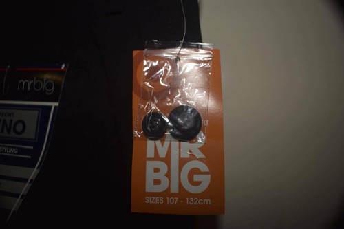 mr big negro hombre pantalones chinos negros 44' cintura 112cm calce relajado bolsillos - Imagen 5 de 7