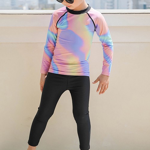 Kids Boys Bathing Suit Fashion Swim Outfit Round Neck Top And Cap Tights Water - Picture 7 of 18