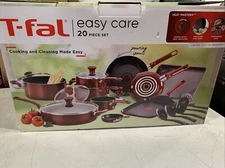 T-Fal Easy Care 20-Piece Nonstick Cookware Set, Thermospot -  Red - Brand New