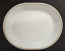 Corelle Melody Pattern  Oval Serving Platter Platter White w/Brown Stripe