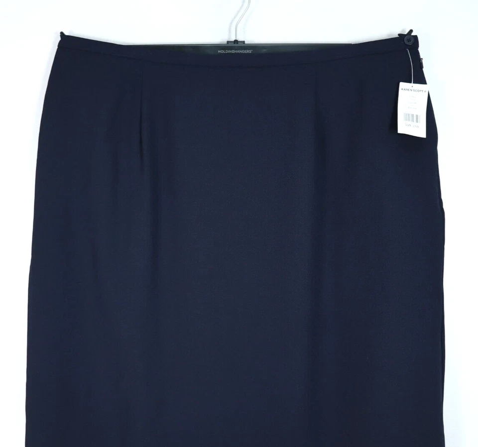 NUEVO CON ETIQUETAS KAREN SCOTT Mujer 100% Poliéster Falda Lápiz Recta Azul Marino 22W Plus Foto 3 de 4