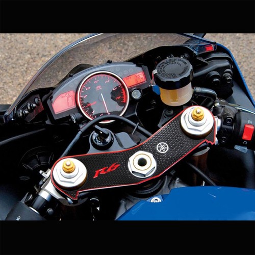 Cubierta de yugo de mango pegatina negra perforada para bicicletas 2006-16 YZF R6 rojo cromado - Imagen 2 de 4