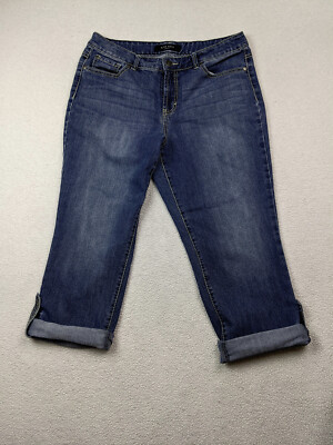 Nine West Embroider Flap Pocket Womens 12 Blue Jeans Capri