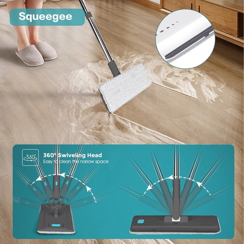 Wischmopp Set Kunststoff Eimer Mikrofaser Bodenwischer Flach 2 in 1 - Bild 6 von 10