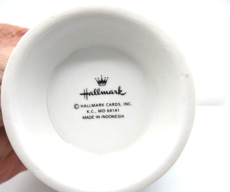 Taza de café de té octágono con patas florales Hallmark blanca roja verde 12 oz. (450) Foto 4 de 4