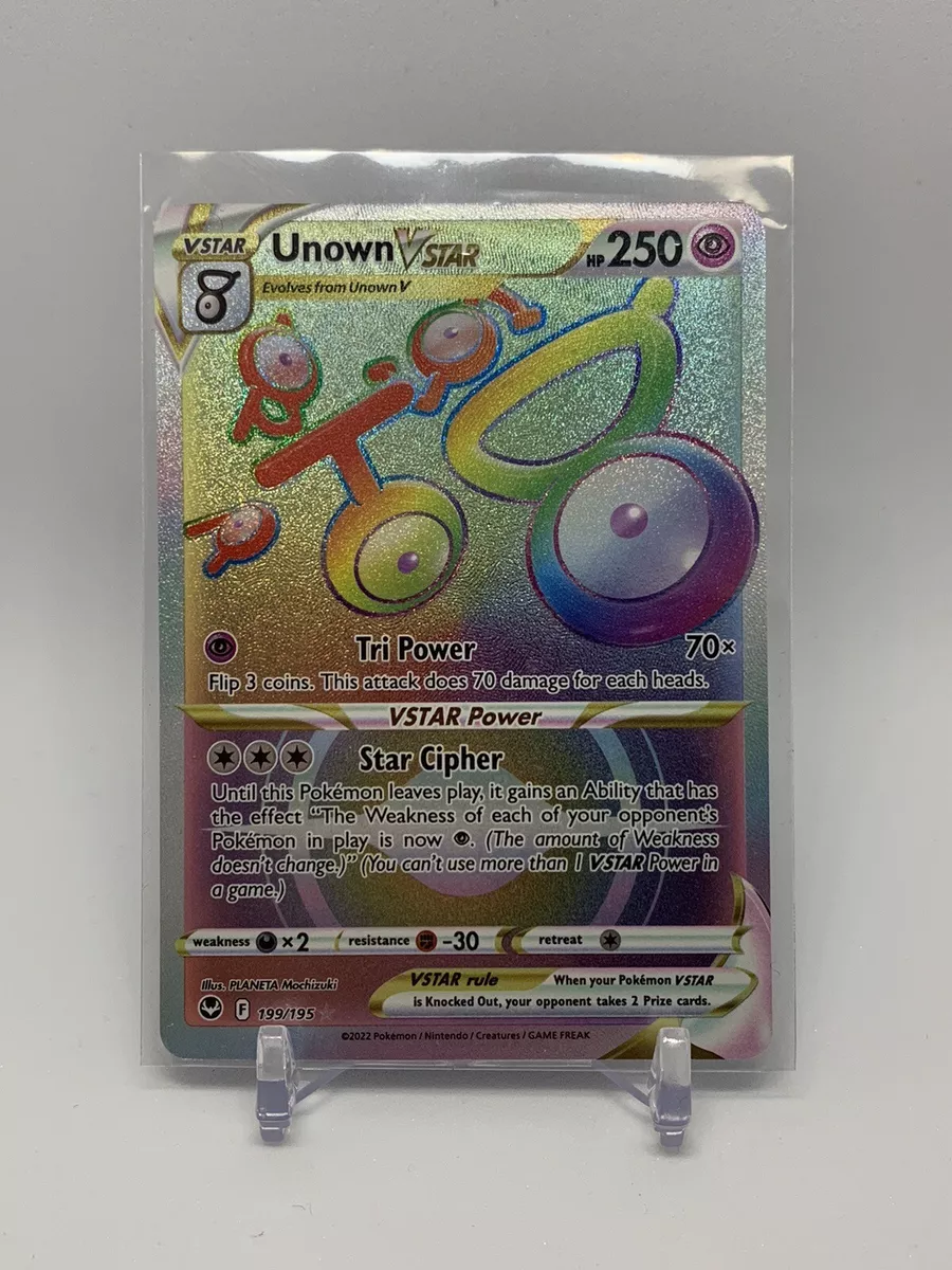 Unown Vstar 199/195- Silver Tempest - Full Art Rainbow - Pokemon Secret Rare