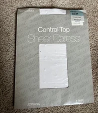 control top sheer caress pantihose jcpenney white, size long, read below