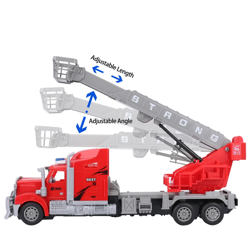 Red Battery Operated Remote Control Big Rig with Crane and Basket Kids Xmas Gift - Image 4 of 4