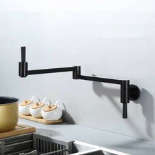 Black Wall In Folding Faucet Kitchen Sink Faucet Single Cooling Foldable Brass