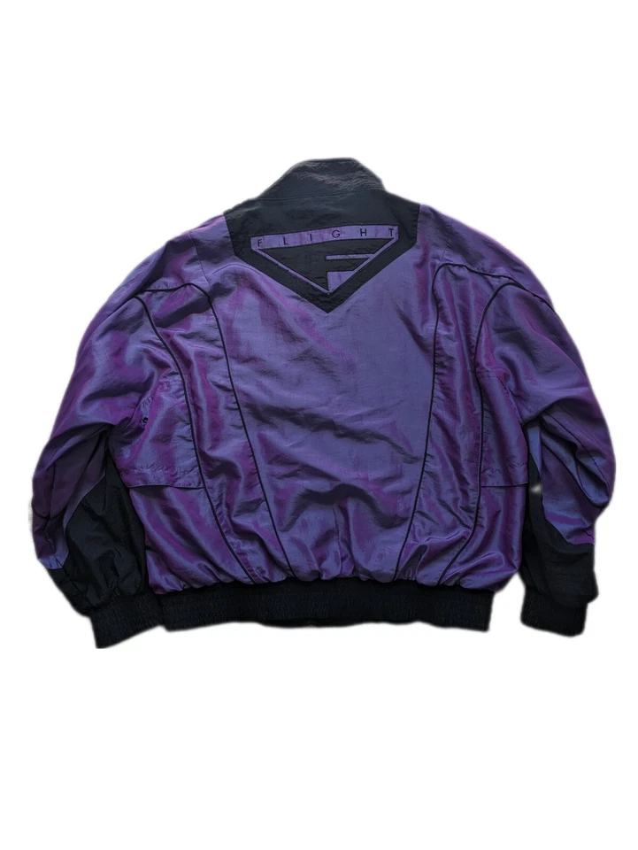 Винтажный Nike полета Air Jordan куртка и брюки молнии ветровка фиолетовый с черный комплект - Изображение 3 из 4