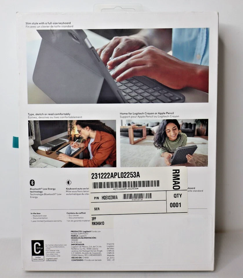 Logitech Slim Folio 10.9 Apple iPad 10th Gen Carrying Case Oxford Gray - Image 3 of 4