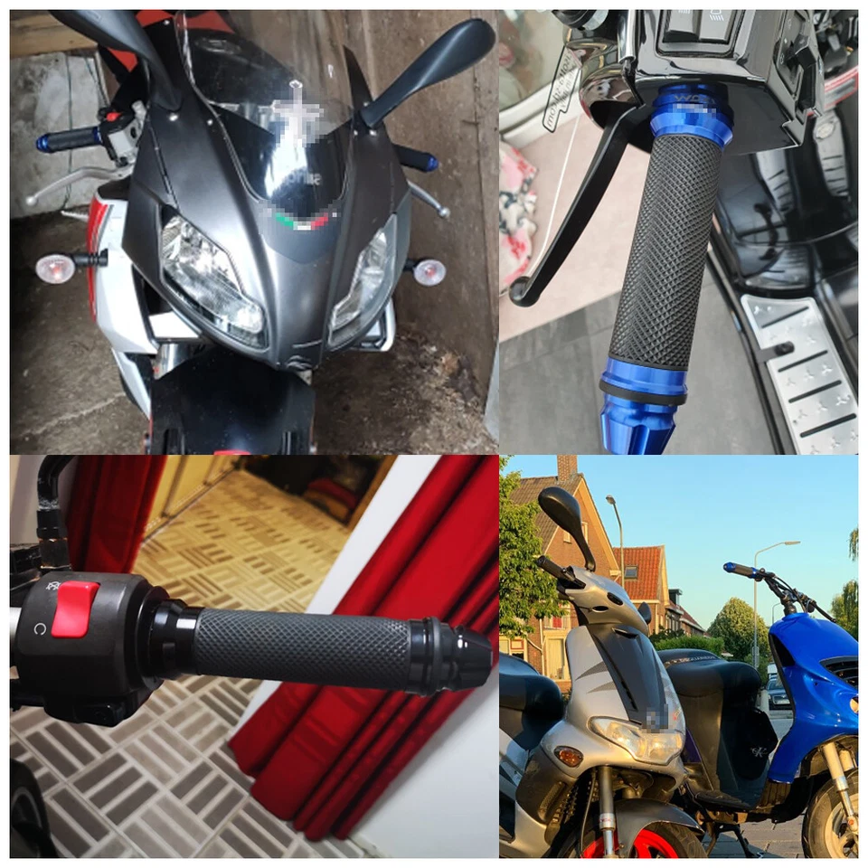 Pair 7/8" Motorcycle Hand Grips HandleBar Gel For Honda Yamaha Suzuki Cafe Racer - Image 4 of 4
