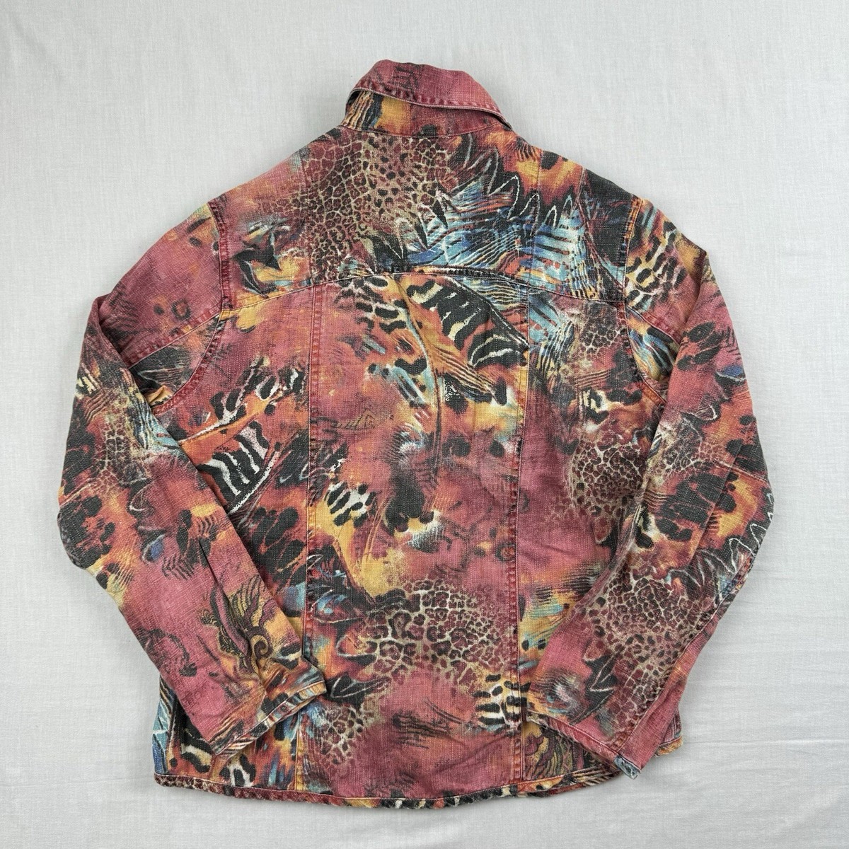 Vintage Chicos Design Button Up Womens Size 1 Red Animal Print