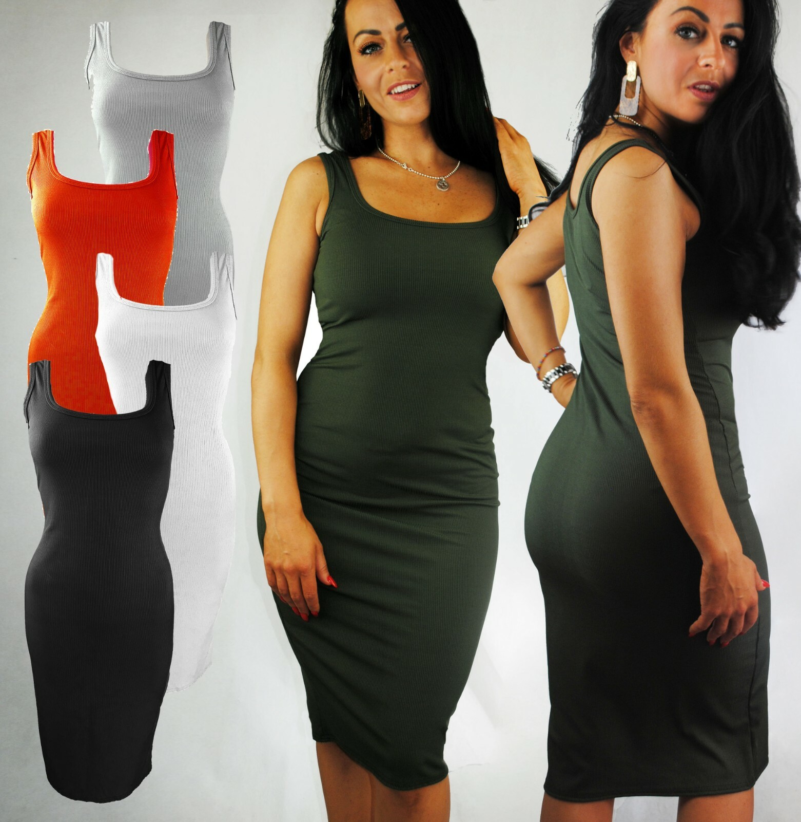 SLEEVELESS BODYCON MIDI DRESS TIGHT 