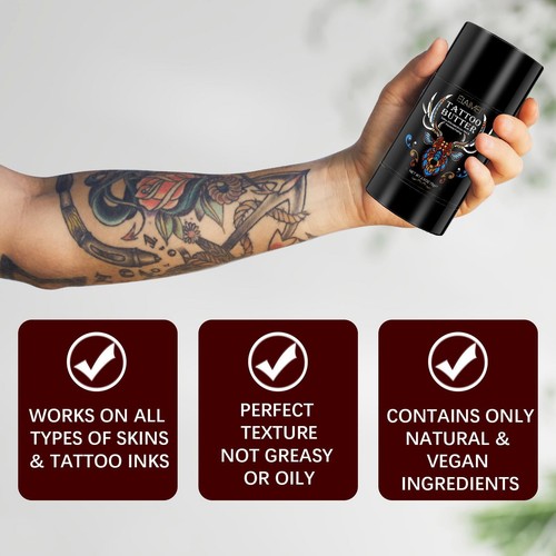 AFTERCARE TATTOO BUTTER Enhances Colors OLD & NEW TATTOO Heals and Protects Balm - Picture 10 of 12