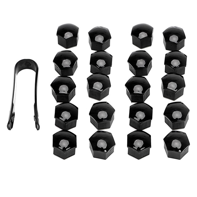 20pcs Car Auto 17mm Wheel Nut / Bolt Head Cover Cap Hex Black Plastic