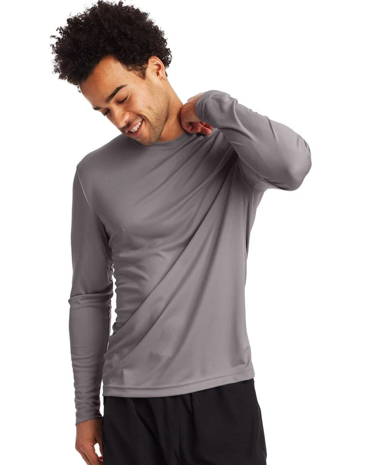 Hanes Long Sleeve Tee 2-Pack T-Shirt Sport Men's FreshIQ Cool DRI Jersey S-3XL