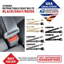 Car Vehicle Adjustable 3 Point Retractable Seat Belt Strap Black/Beige/Gray US