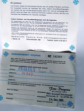 M42 Pentacon Praktica Super TL German SLR: As Good As It Gets Bill Of Sale 1969