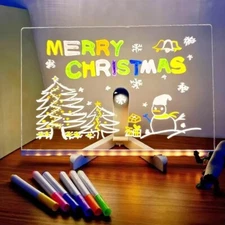 DIY Acrylic LED Luminous Draw Board Toy For Kids Erasable Letter Message Board