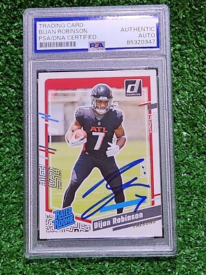 Bijan Robinson Signed 2023 Donruss Rated Rookie Falcons RC PSA Auto