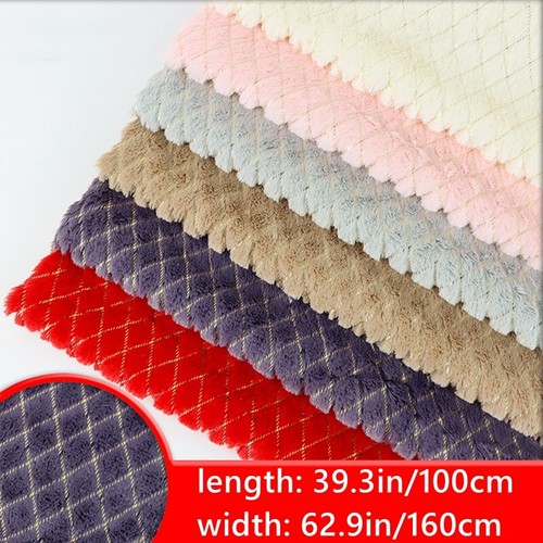 Rhombus Plush Furry Fabric Cloth Faux Fur Fluffy DIY Sewing Background Craft - Picture 2 of 15