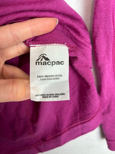 Macpac Womens Merino Wool Top Long Sleeve Zip Pink Jacket Size S - Picture 10 of 11