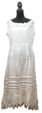 Antique Vtg Petticoat Slip Chemise Undergarment Ivory Cotton Lace
