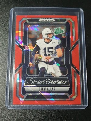 Drew Allar - Prizm Draft Picks 2025 - Penn State - Student - Red Cracked Ice 