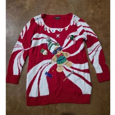 33 Degrees Women's Gingerbread Holiday Graphic Sweater Red XXL Ugly Sweater