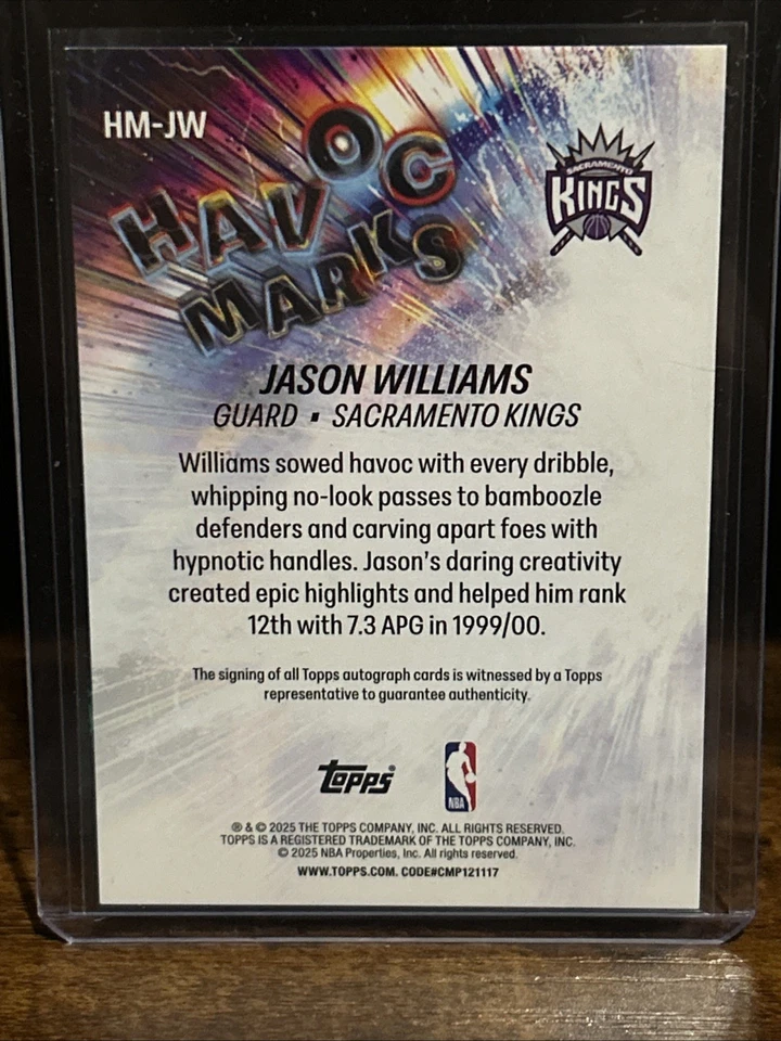 Topps Jason Williams Havoc Marks 2025 automático/50 Sacramento Kings Foto 2 de 2