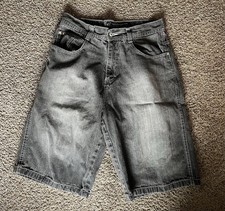 Southpole Baggy Men's Jean Shorts 32 Skater, Black/Gray, Vintage Y2K