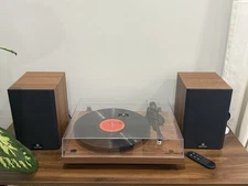 Angels Horn HP-H00501-OR Bluetooth Record Player with Bookshelf Speakers and