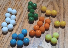 Vintage Lot Of 38 Solid Light Swirl Green Blue Yellow White Orange Glass Marbles