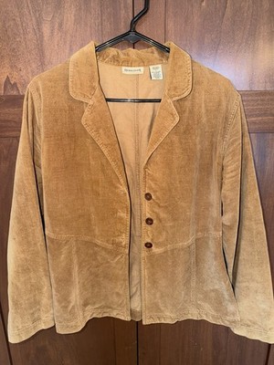 Brier Creek Corduroy Single Breasted Blazer Jacket Tan 100% Cotton Vintage Small