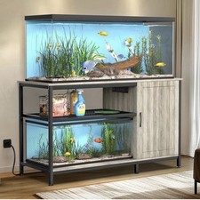 Aquarium Stand Cabinet, Storage, Power Outlets, Adjustable Feet, Wood Metal M