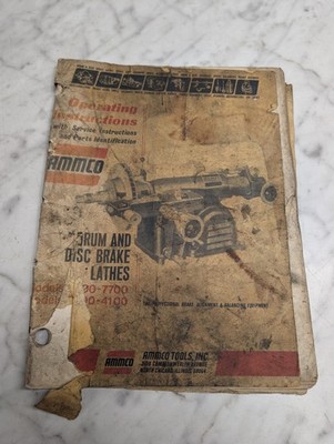 AMMCO Drum and Disc Brake Lathes Models 7700 4100 Operating Service Parts Manual